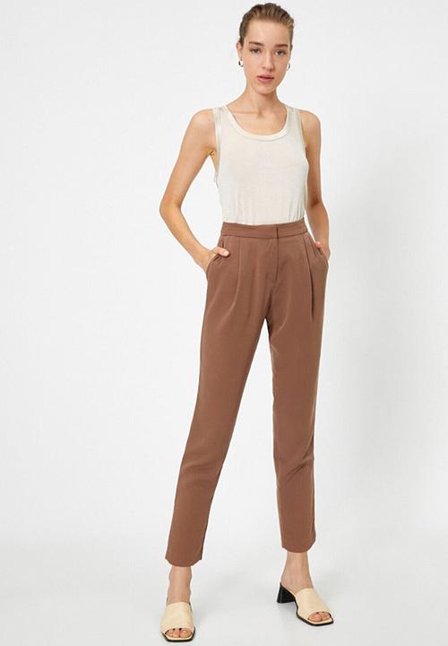Koton - High waist carrot trousers - brown
