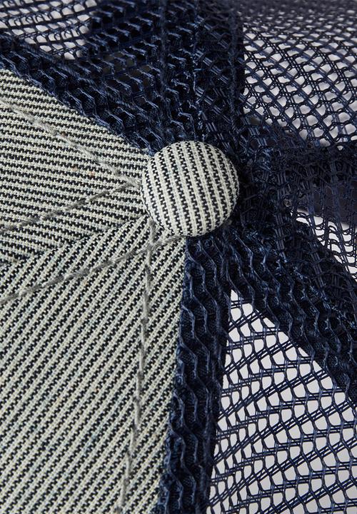 G-STAR - Indigo stripe embro baseball trucker cap - indigo & milk