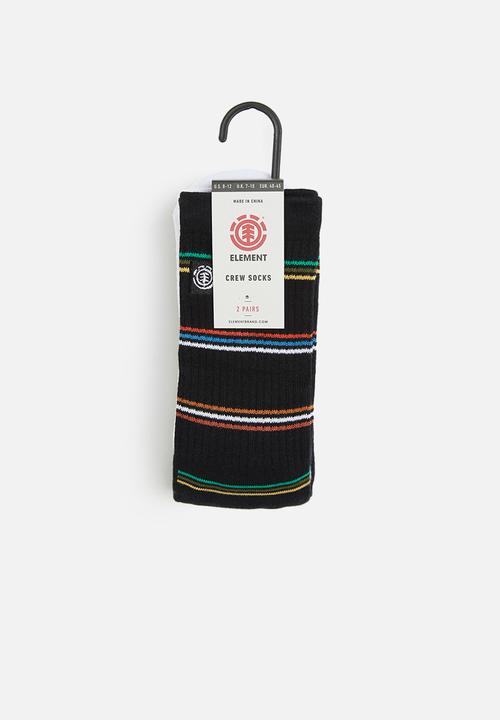 Element - 2 pack frontboarded sock - black & white