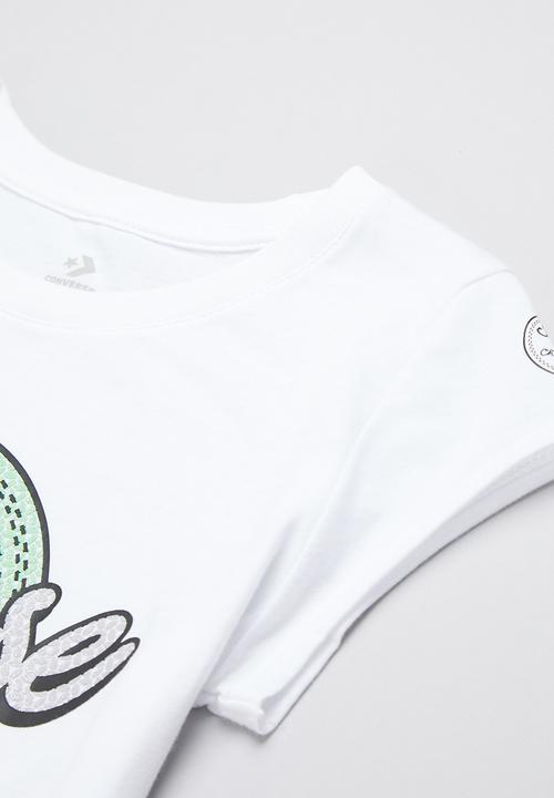 Converse - Cnvg rhinestone script ctp tee - white