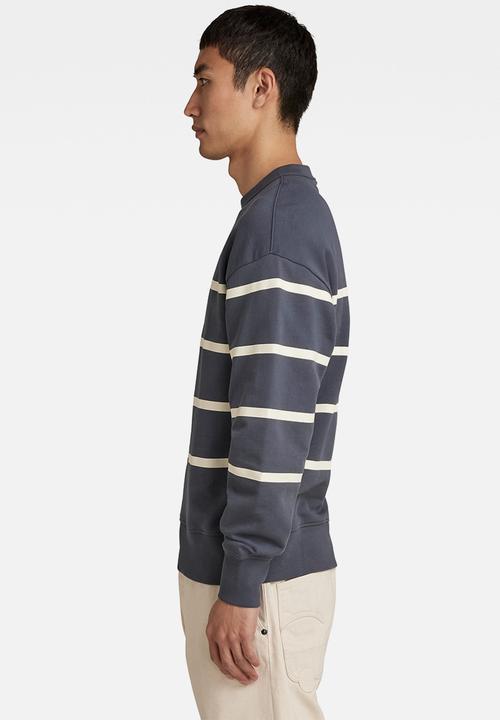 G-STAR - Placed stripe loose sw r - fantem blue & papyrus stripe