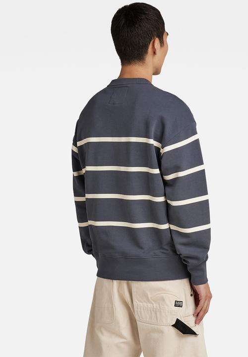 G-STAR - Placed stripe loose sw r - fantem blue & papyrus stripe