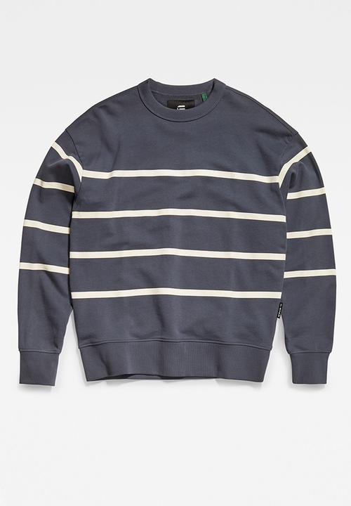 G-STAR - Placed stripe loose sw r - fantem blue & papyrus stripe