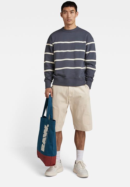G-STAR - Placed stripe loose sw r - fantem blue & papyrus stripe