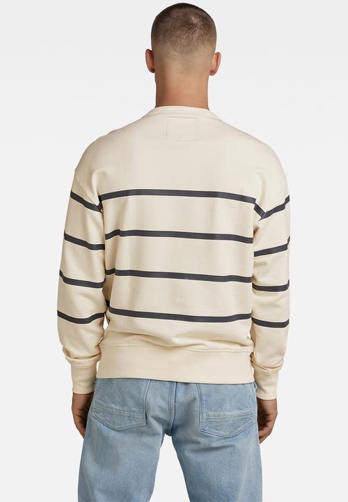 G-STAR - Placed stripe loose sw r - papyrus & fantem blue stripe