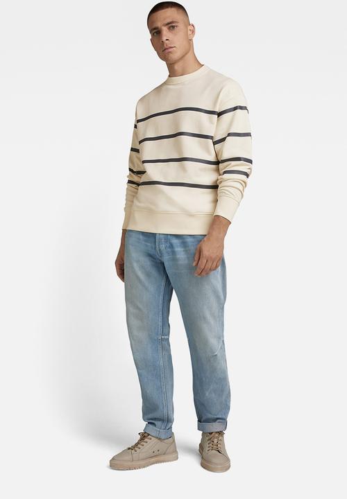 G-STAR - Placed stripe loose sw r - papyrus & fantem blue stripe