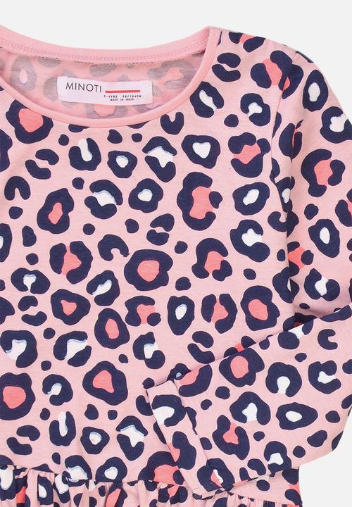 MINOTI - Leopard aop basic dress - pink