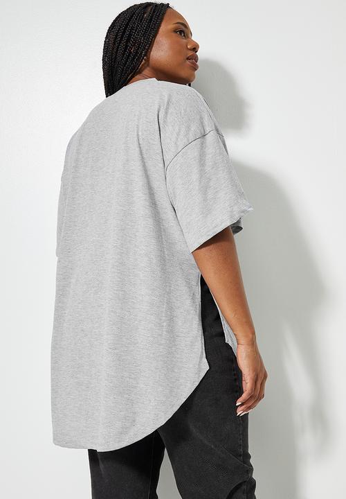 Superbalist - Curved hem longline tee - grey melange