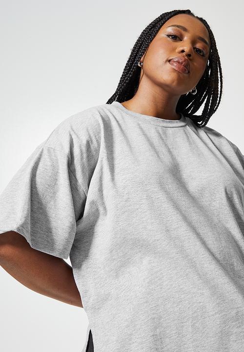 Superbalist - Curved hem longline tee - grey melange
