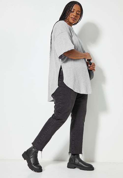 Superbalist - Curved hem longline tee - grey melange