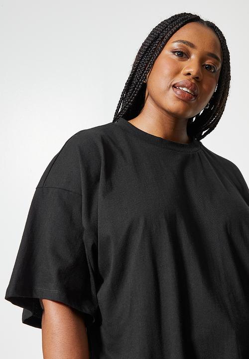Superbalist - Curved hem longline tee - black