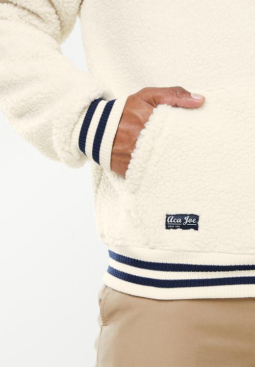 Aca Joe - Rubber print polar fleece hoodie - winter white