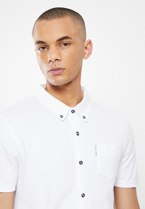 Ben Sherman - Pique shirt white - white