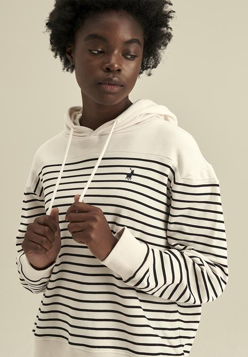 POLO - Women stripe hoodie - navy & white 