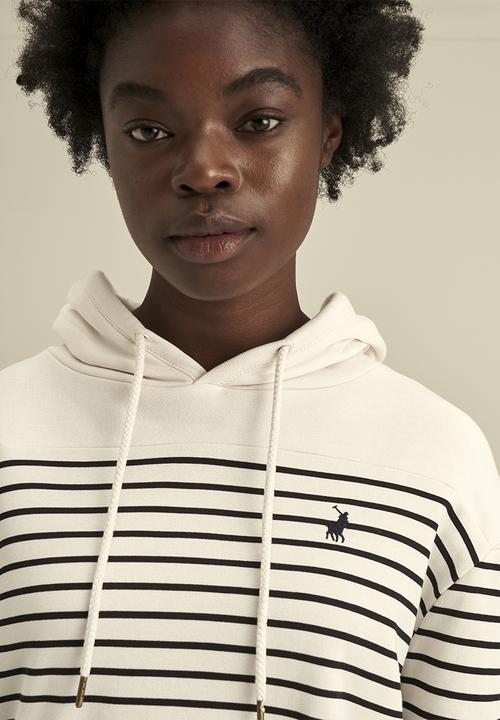 POLO - Women stripe hoodie - navy & white 