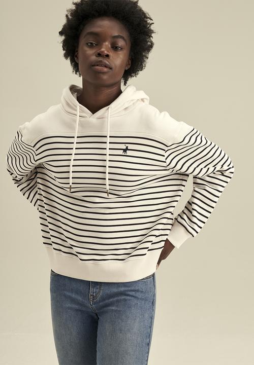 POLO - Women stripe hoodie - navy & white 