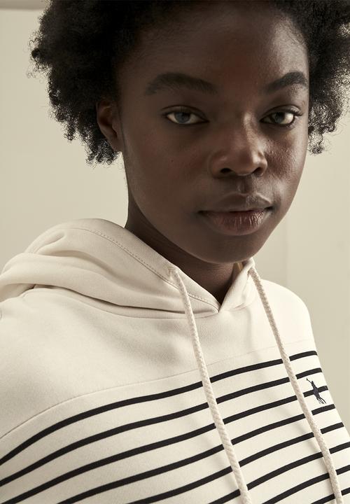 POLO - Women stripe hoodie - navy & white 