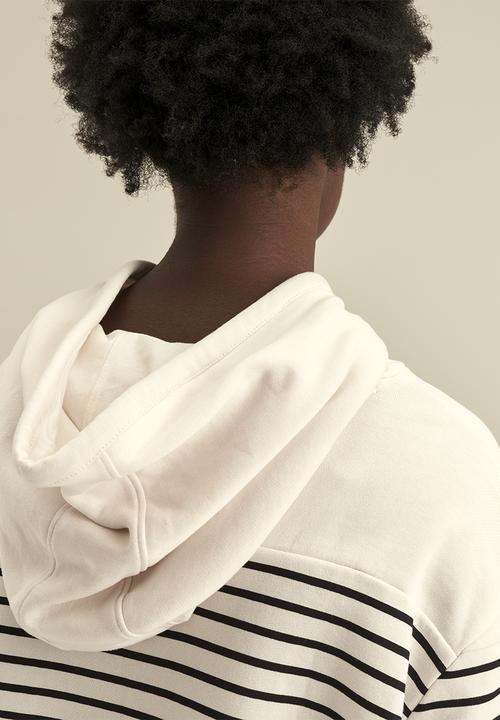 POLO - Women stripe hoodie - navy & white 