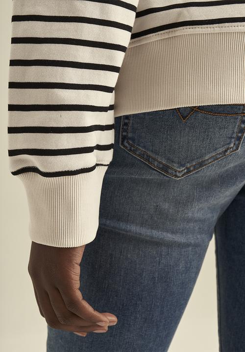 POLO - Women stripe hoodie - navy & white 