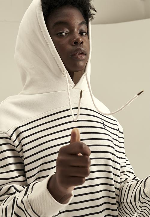 POLO - Women stripe hoodie - navy & white 