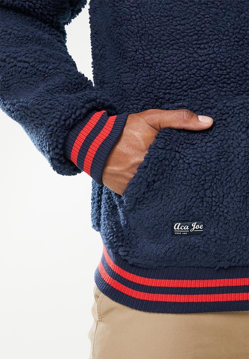 Aca Joe - Rubber print polar fleece hoodie - navy