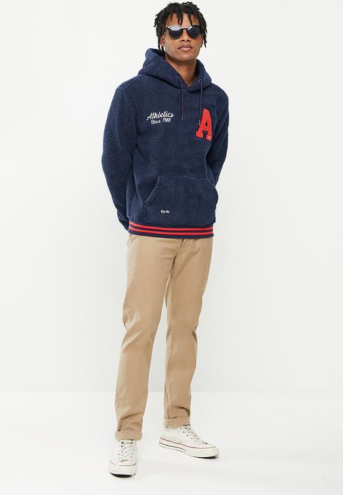 Aca Joe - Rubber print polar fleece hoodie - navy