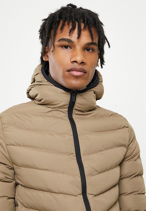 Brave Soul - Grant zip up padded jacket - stone