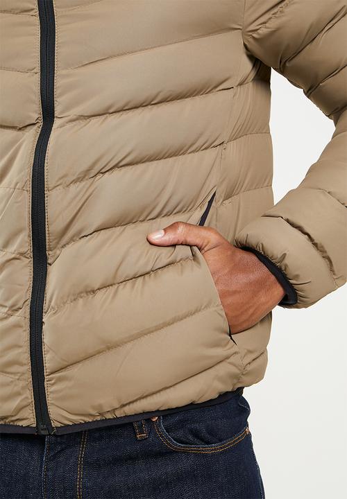 Brave Soul - Grant zip up padded jacket - stone