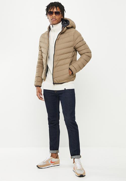 Brave Soul - Grant zip up padded jacket - stone