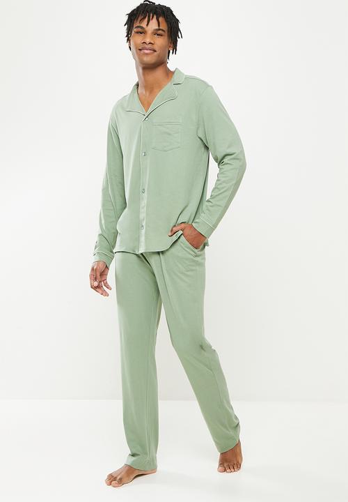 Brave Soul - Jamie long sleeve sleep set - sage