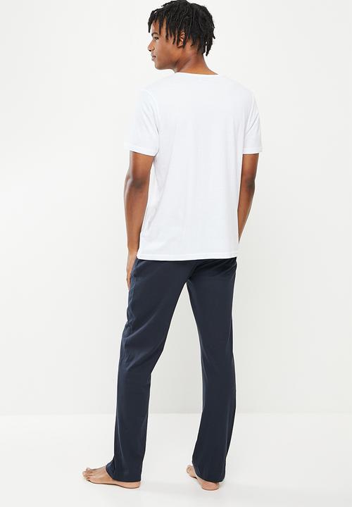 Brave Soul - Game short sleeve sleep set - white & navy