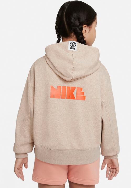 Nike - U nsw circa 50 flc po hoodie - hemp/htr/rush orange