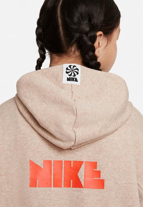 Nike - U nsw circa 50 flc po hoodie - hemp/htr/rush orange