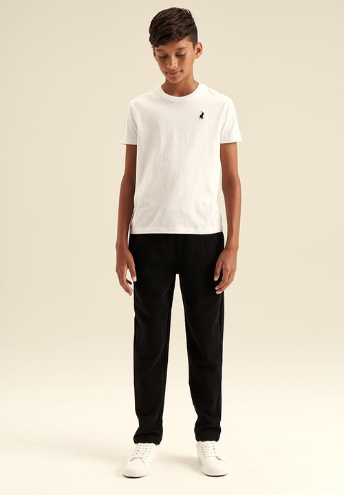 POLO - Boys crested back pocket track pant - black
