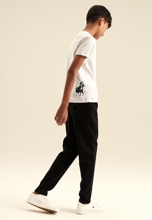 POLO - Boys crested back pocket track pant - black