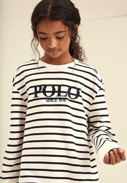 POLO - Girls striped crew neck sweater - off white