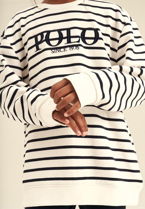 POLO - Girls striped crew neck sweater - off white
