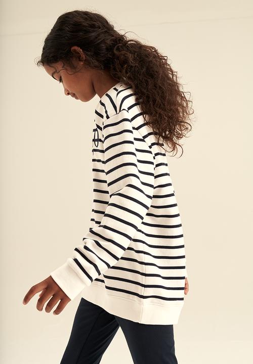 POLO - Girls striped crew neck sweater - off white
