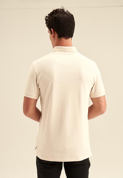 POLO - Mens plain pique short sleeve golfer - stone