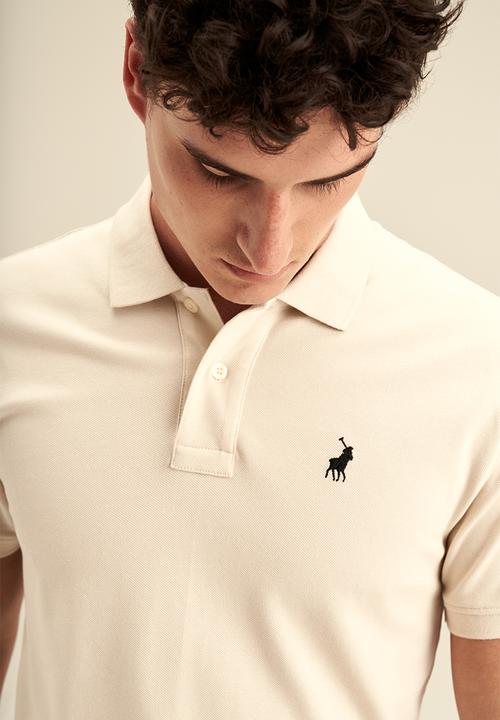 POLO - Mens plain pique short sleeve golfer - stone