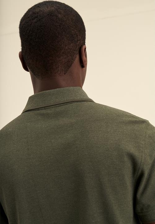 POLO - Mens melange tipped short sleeve golfer - fatigue