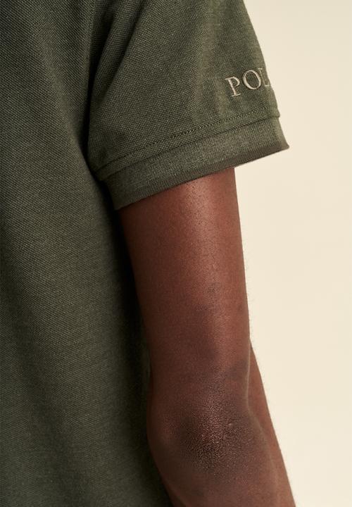 POLO - Mens melange tipped short sleeve golfer - fatigue