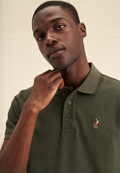 POLO - Mens melange tipped short sleeve golfer - fatigue