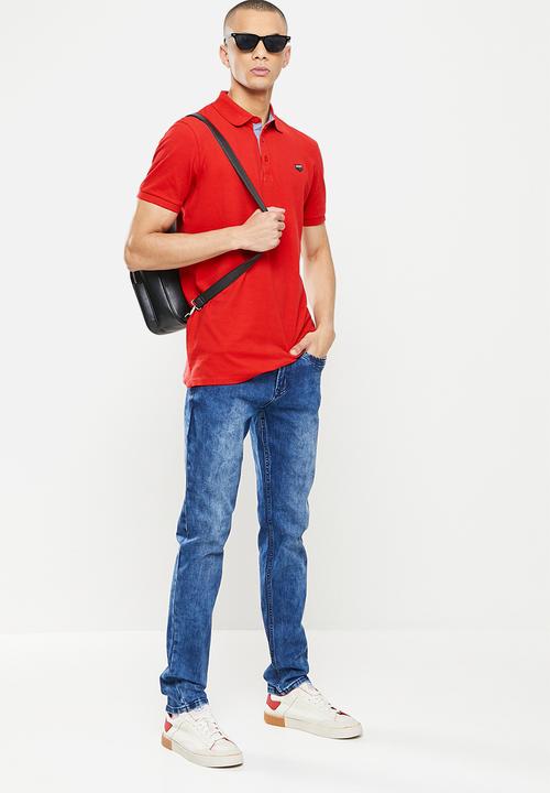 SOVIET - M strangway short sleeve pique golfer - red