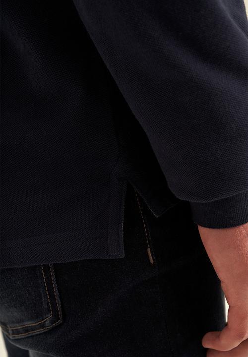 POLO - Mens plain pique long sleeve golfer - navy