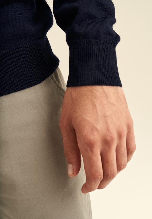 POLO - Men stripe roll neck knitwear - blue