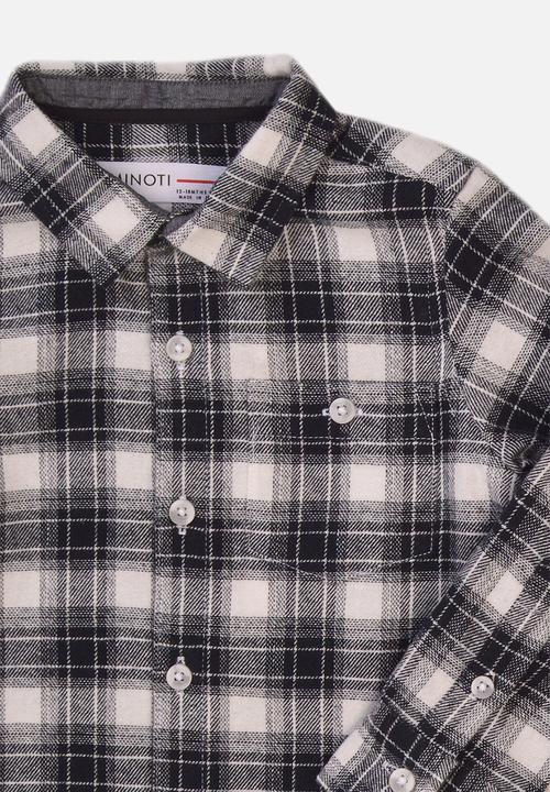 MINOTI - Checkered shirt - black & white 