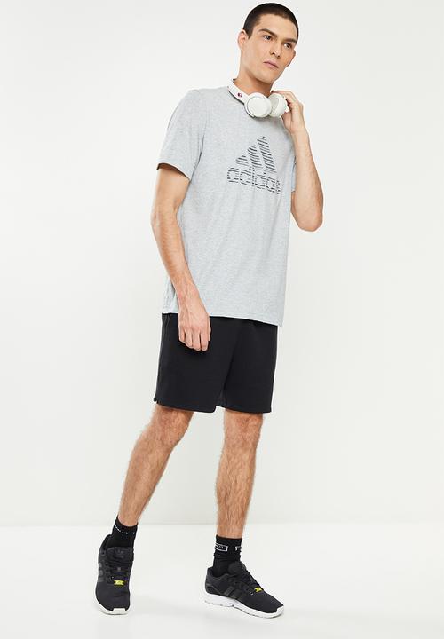 adidas Performance - Essentials Summer Pack Single-Dye Logo Tee - medium grey heather
