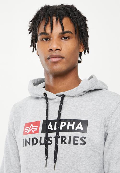 Alpha Industries - A.i block logo hoody - grey melange