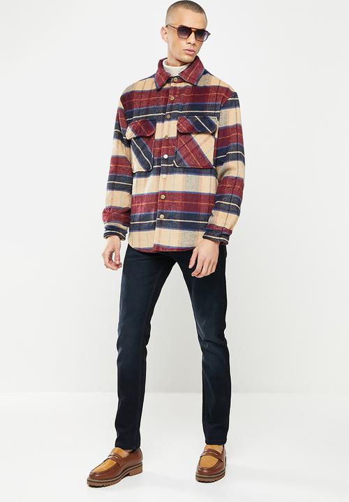 Jonathan D - Men's check heavyweight overshirt - red